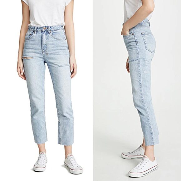 KSUBI NWT Chlo Wasted Slash Tapered Ankle Crop Jean in Faded Wash Size 31 - Picture 3 of 16